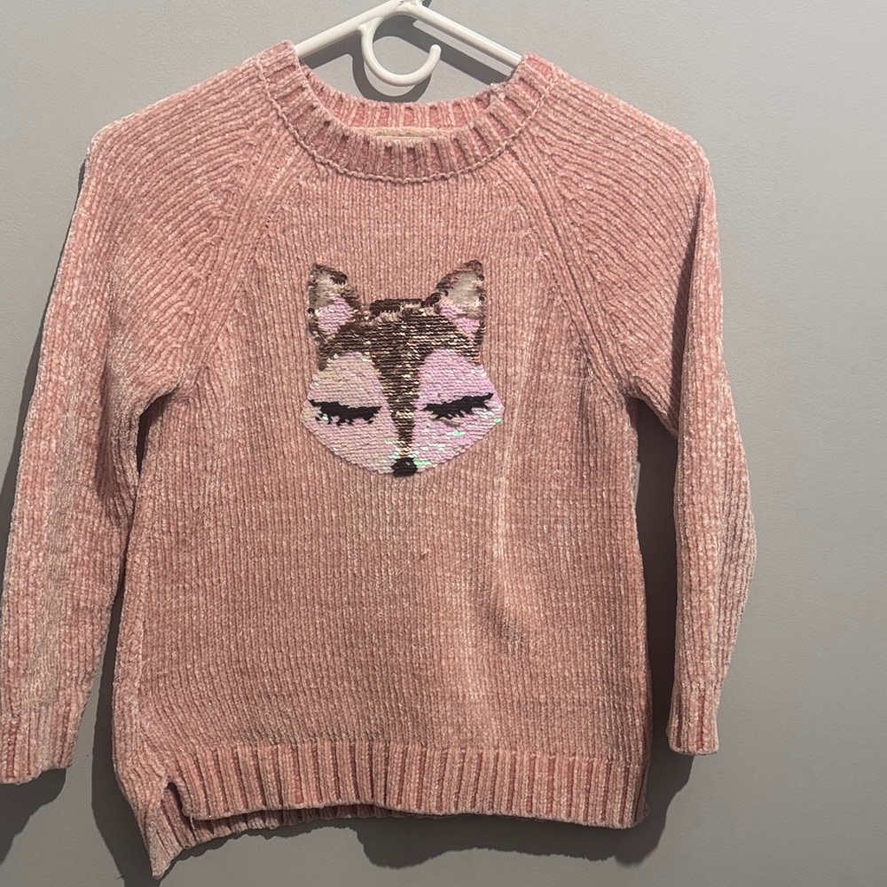 Pink Fox Embroidered Women's Sweater
